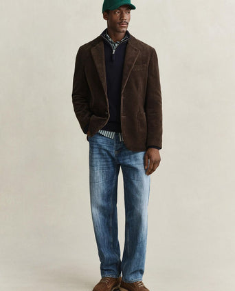 Halfzip lamswol trui donkerblauw