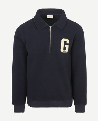 Gant halfzip trui fleece donkerblauw | Regular-fit