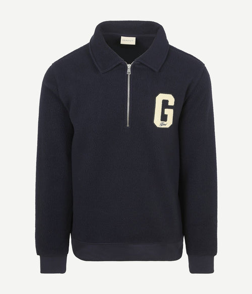 Gant halfzip trui fleece donkerblauw | Regular-fit