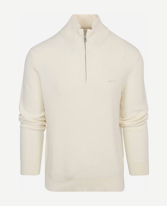 Gant halfzip trui wolmix ecru | Regular-fit