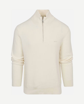 Halfzip trui wolmix ecru
