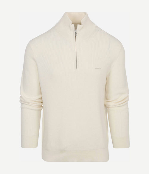 Gant halfzip trui wolmix ecru | Regular-fit
