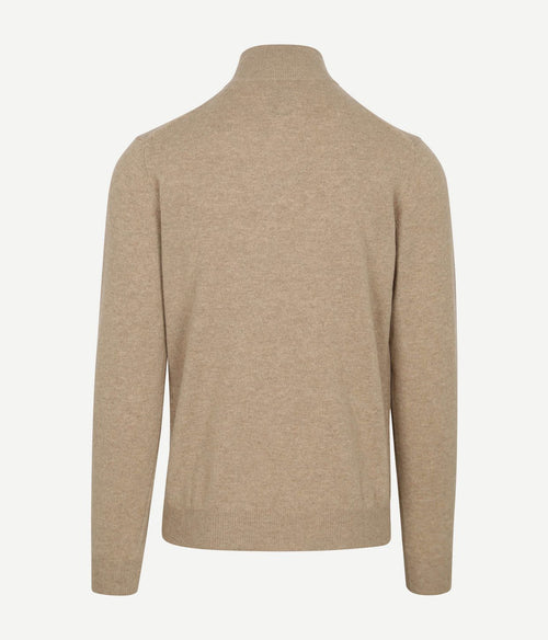 Gant halfzip wol trui logo beige | Regular-fit