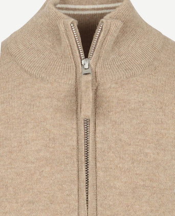 Halfzip wol trui logo beige