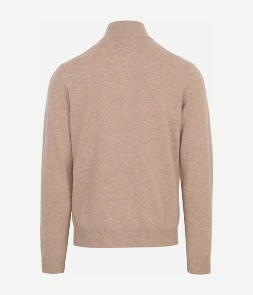Gant halfzip wol trui logo beige | Regular-fit