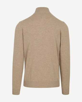 Halfzip wol trui logo beige
