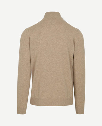 Halfzip wol trui logo beige