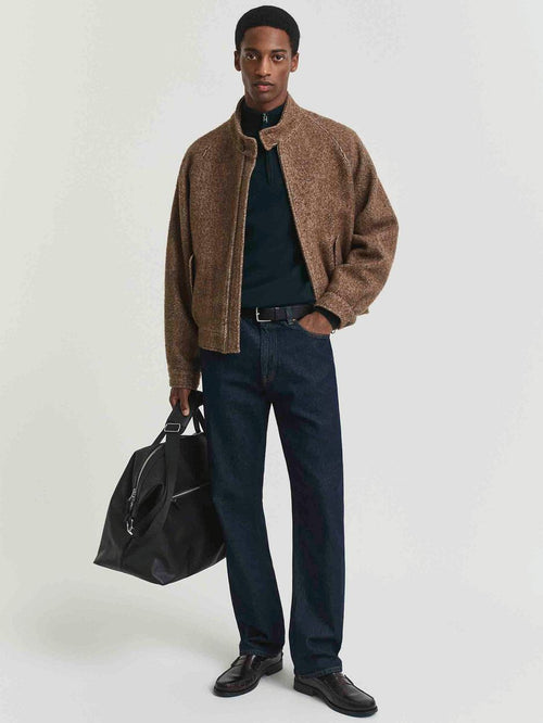 Gant halfzip wol trui logo groen | Regular-fit