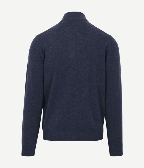 Gant halfzip wol trui logo melange donkerblauw | Regular-fit