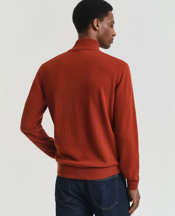 Halfzip wol trui logo rust