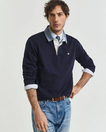Gant heavy rugger shield polo donkerblauw | Regular-fit
