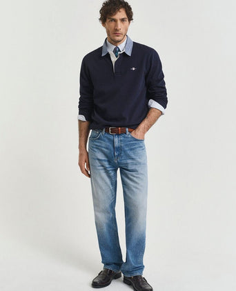 Gant heavy rugger shield polo donkerblauw | Regular-fit