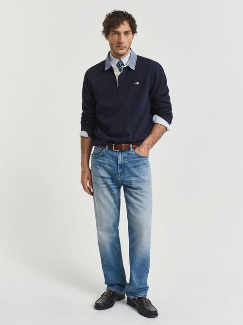 Gant heavy rugger shield polo donkerblauw | Regular-fit