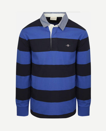 Heavy rugger shield polo streep donkerblauw royal blue