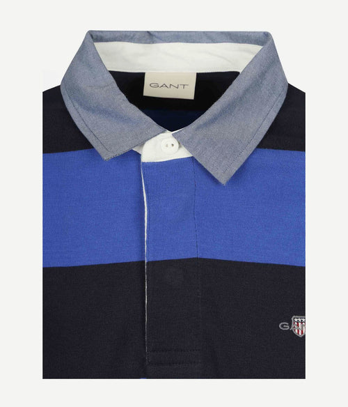 Heavy rugger shield polo streep donkerblauw royal blue