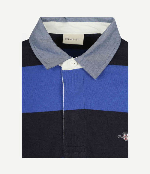 Heavy rugger shield polo streep donkerblauw royal blue