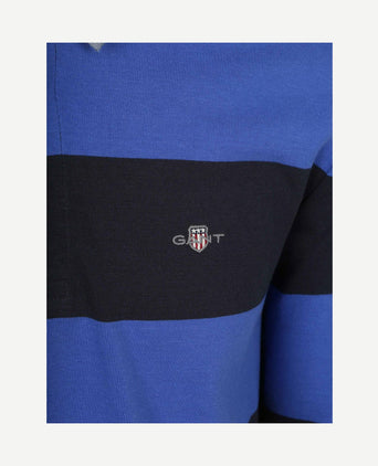 Heavy rugger shield polo streep donkerblauw royal blue
