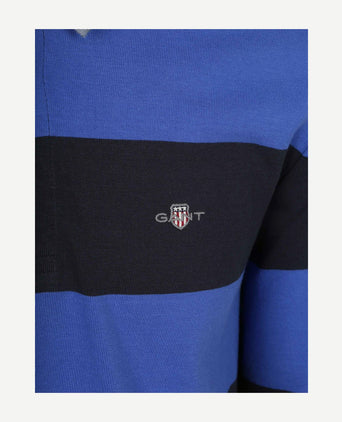 Heavy rugger shield polo streep donkerblauw royal blue