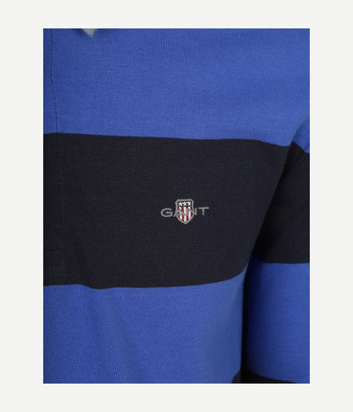 Heavy rugger shield polo streep donkerblauw royal blue