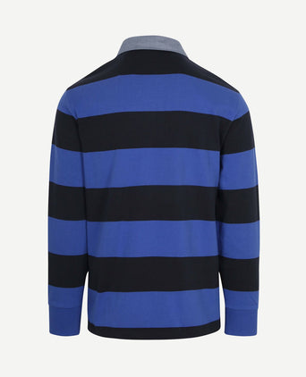Heavy rugger shield polo streep donkerblauw royal blue