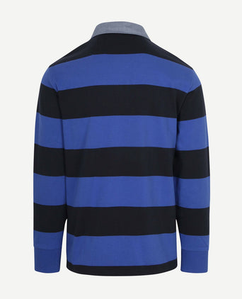 Heavy rugger shield polo streep donkerblauw royal blue