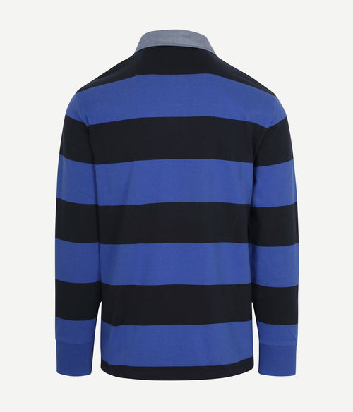 Heavy rugger shield polo streep donkerblauw royal blue