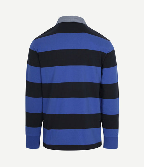 Heavy rugger shield polo streep donkerblauw royal blue