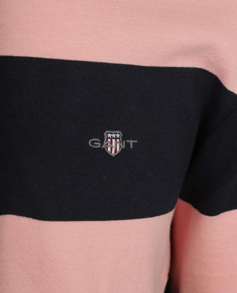 Heavy rugger shield polo streep donkerblauw roze