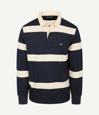 Heavy rugger stripe shield polo streep donkerblauw wit Heavy rugger stripe shield polo streep donkerblauw wit