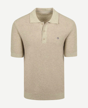 Knitted poloshirt beige