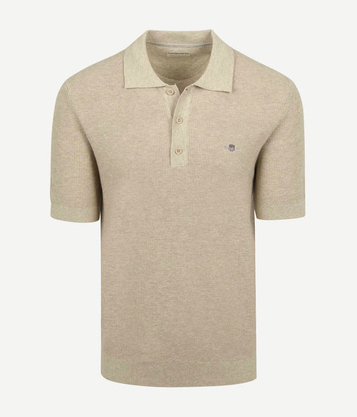 Knitted poloshirt beige