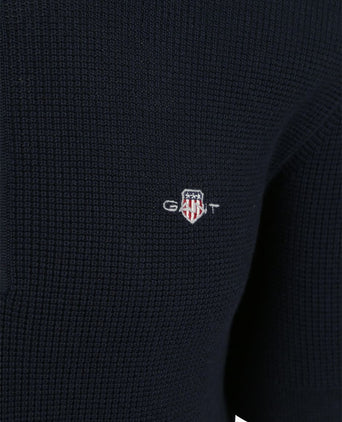 Knitted poloshirt donkerblauw