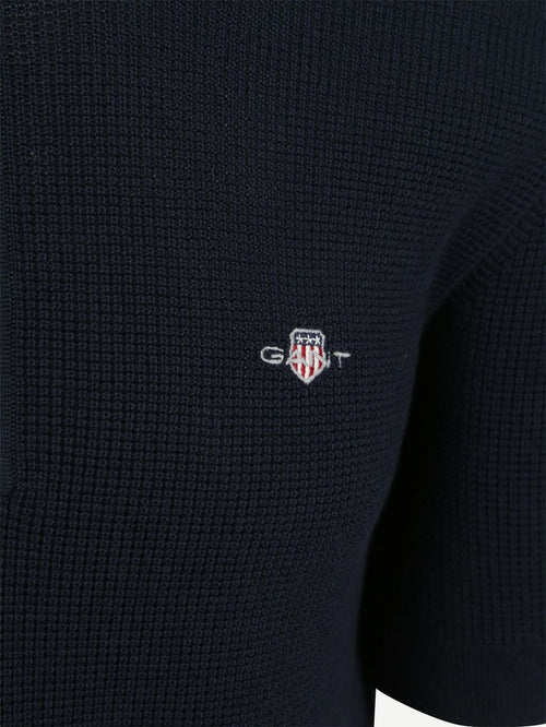 Knitted poloshirt donkerblauw
