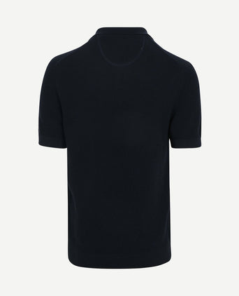 Knitted poloshirt donkerblauw