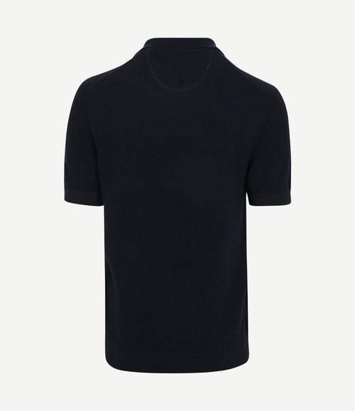 Knitted poloshirt donkerblauw