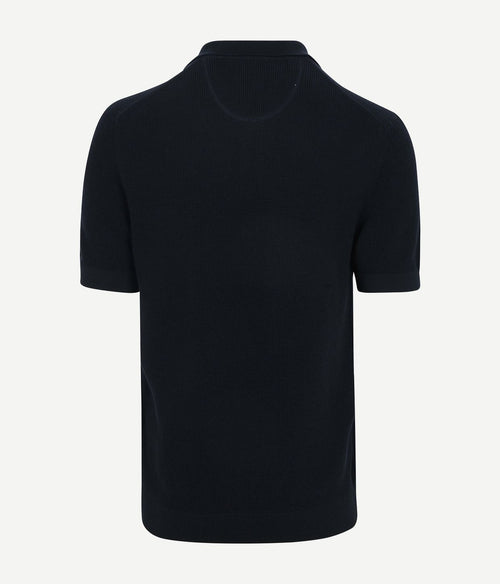 Knitted poloshirt donkerblauw