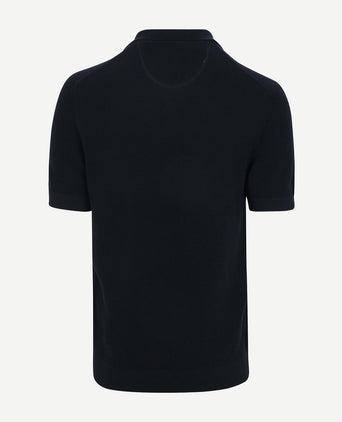 Knitted poloshirt donkerblauw