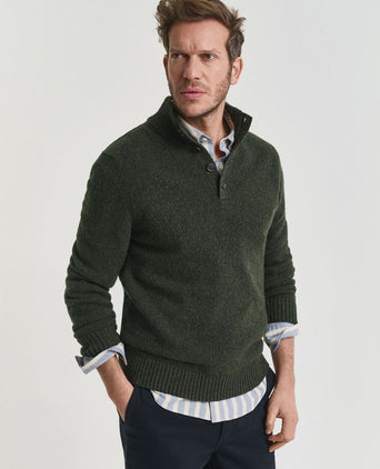 Gant mocker pullover wool blend donkergroen | Regular-fit