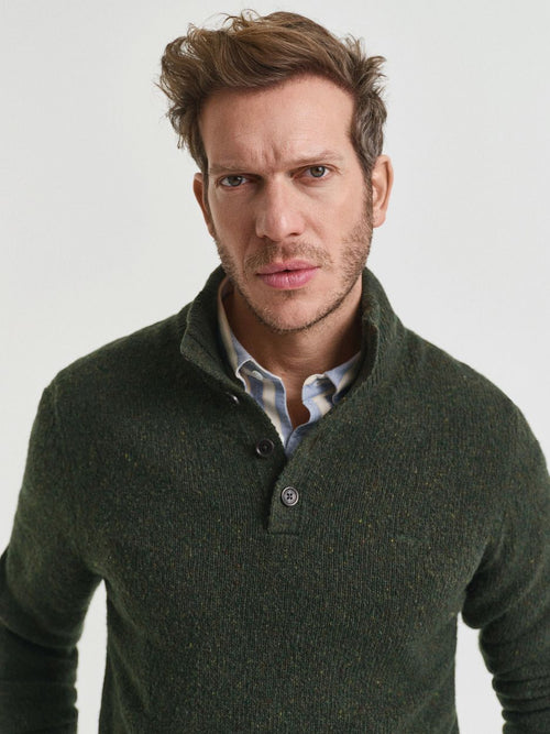Gant mocker pullover wool blend donkergroen | Regular-fit