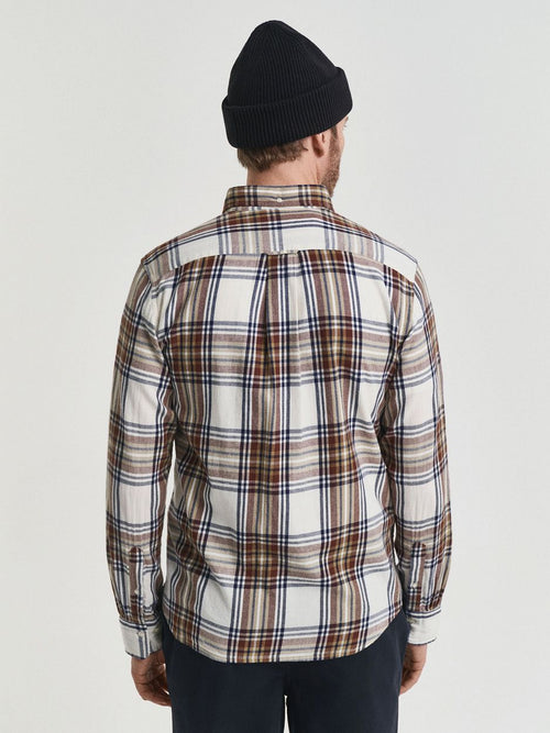 Gant overhemd flanel ruit ecru | Regular-fit
