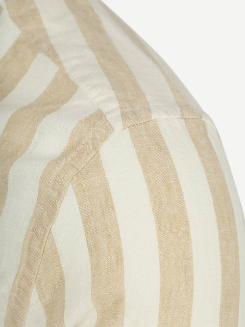 Cotton linen overhemd streep beige