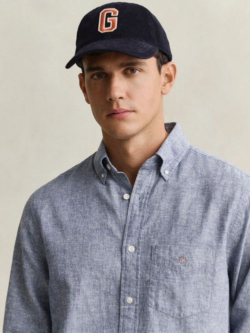 Overhemd cotton linen blauw