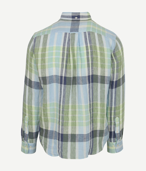 Overhemd linnen ruiten blauw groen