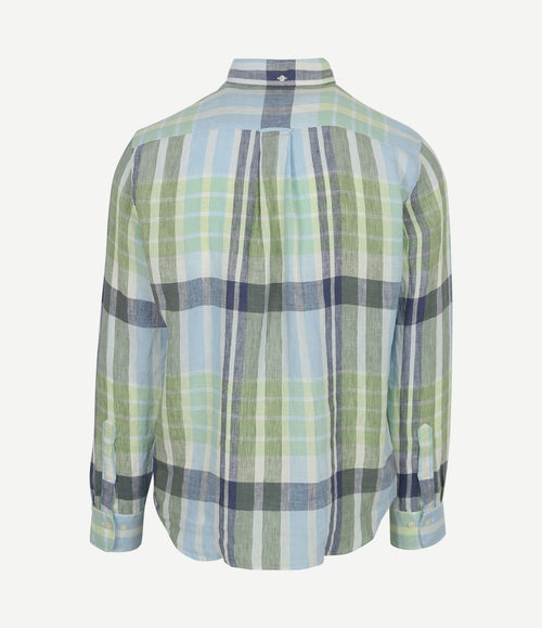 Overhemd linnen ruiten blauw groen