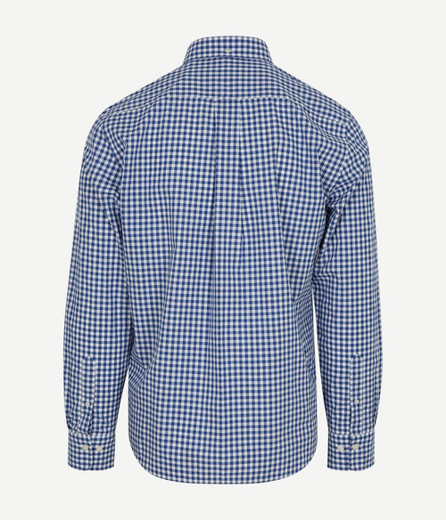 Overhemd gingham poplin college blauw