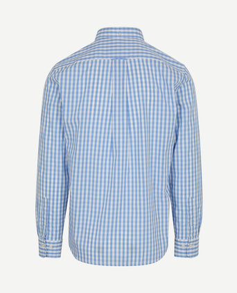 Overhemd gingham poplin classic blauw