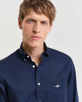 Casual overhemd poplin donkerblauw