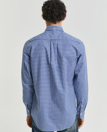 Overhemd gingham poplin college blauw