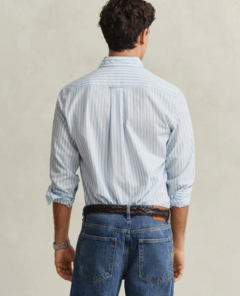 Overhemd stripe poplin classic blauw