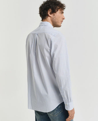 Overhemd gingham poplin college lichtblauw